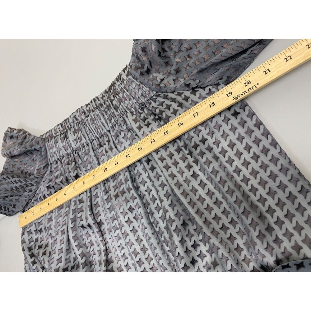 Walter Silk Off Shoulder Dress Womens size Small Gray Peasant Duster Prairie - Picture 7 of 16